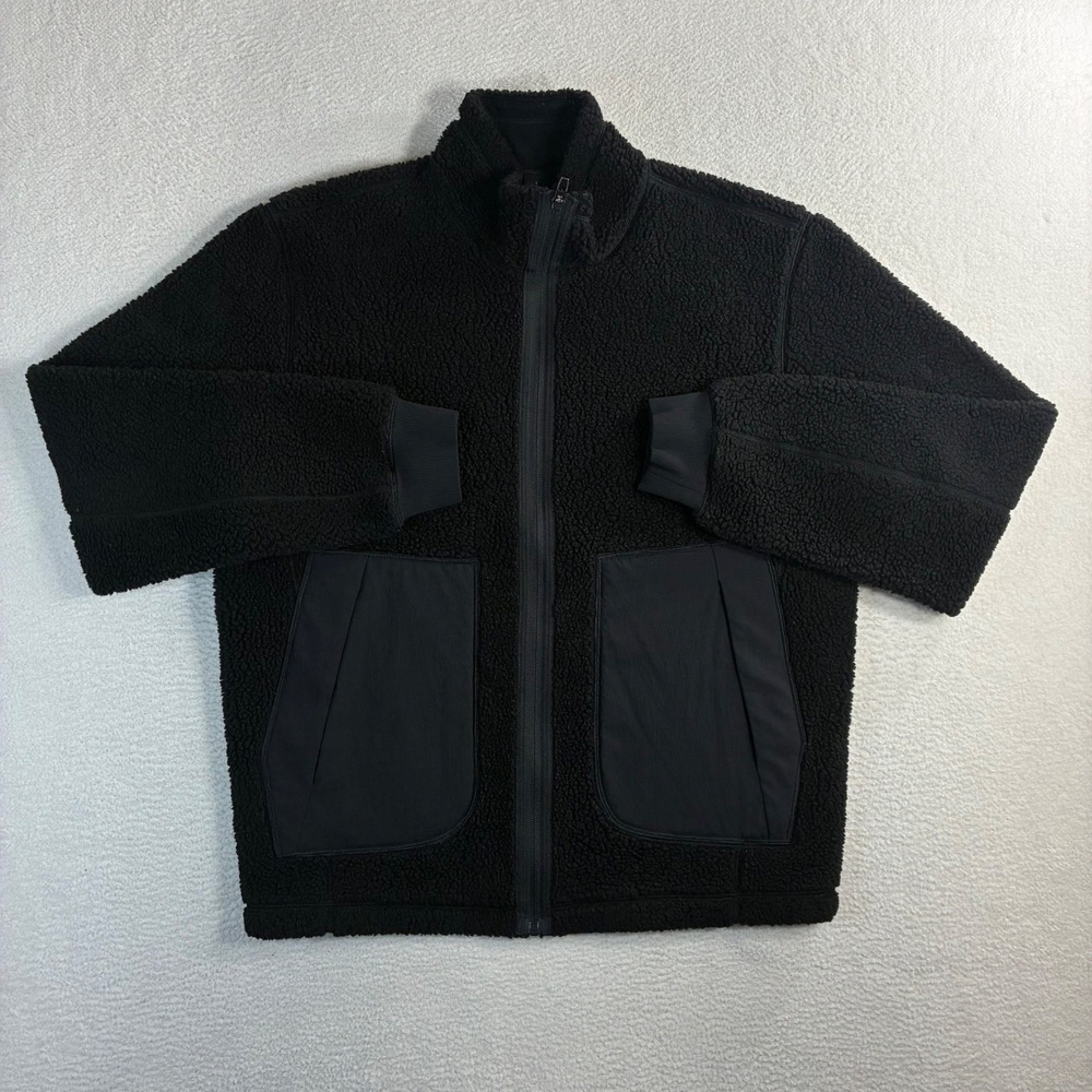 Lululemon High Pile Fleece Jacket Mens‎ Small Black Full Zip Mock Neck LM3FANS
